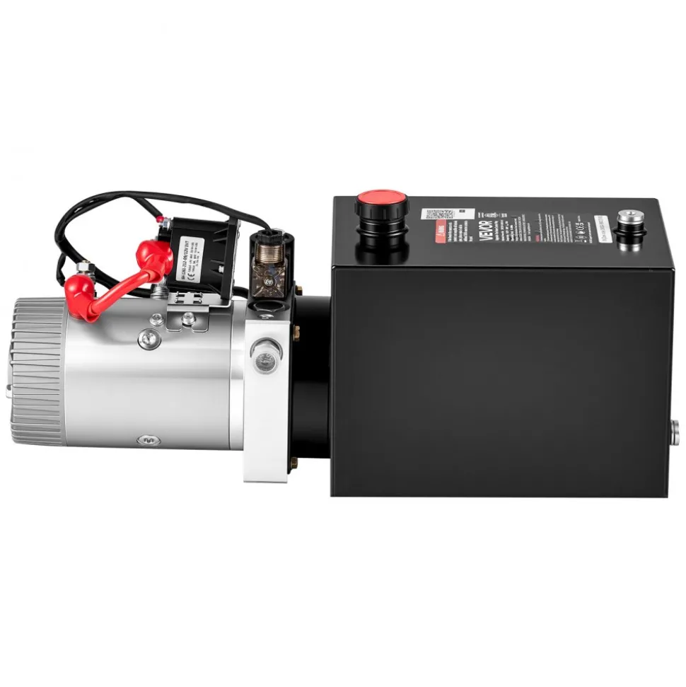 VEVOR 8 Quart Hydraulic Pump, Single Acting Hydraulic Power Unit, 3200 PSI Max Relief Pressure, 0.91 GPM Flow Rate, DC12V 1.6KW Power Unit for Dump Trailer Car Lifting (Horizontal Installation)