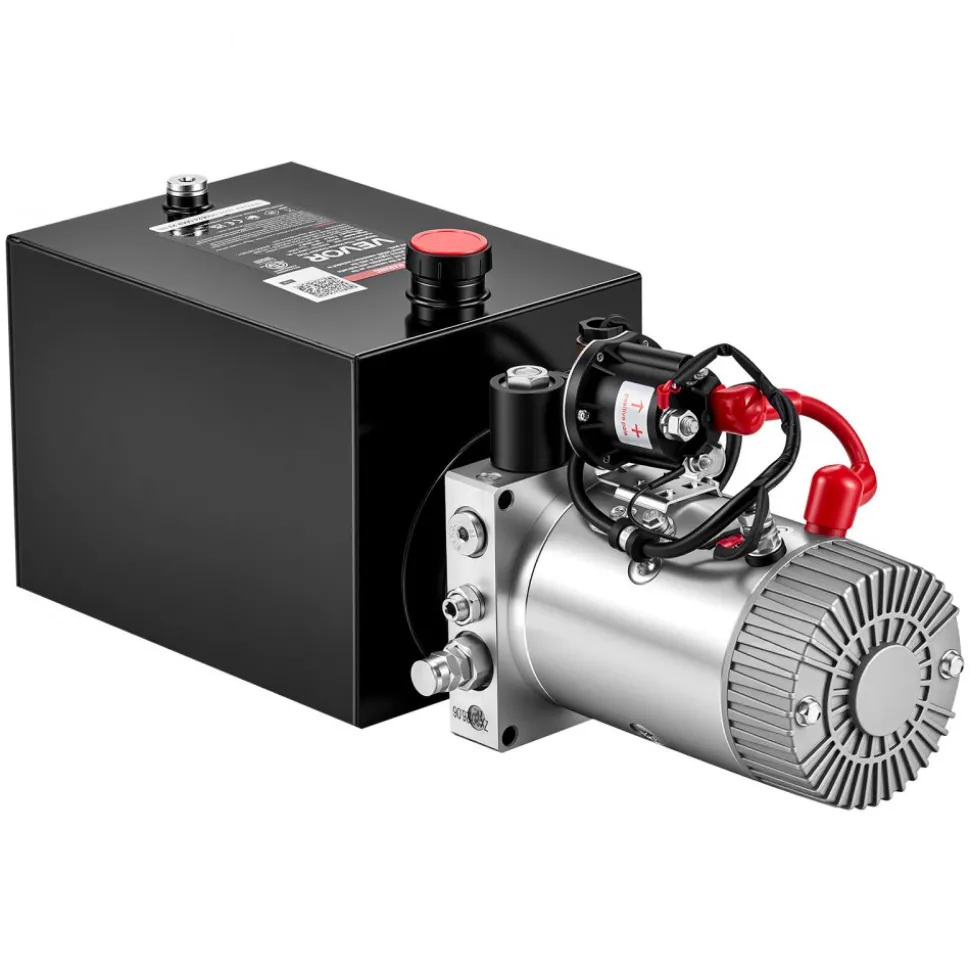 VEVOR 8 Quart Hydraulic Pump, Single Acting Hydraulic Power Unit, 3200 PSI Max Relief Pressure, 0.91 GPM Flow Rate, DC12V 1.6KW Power Unit for Dump Trailer Car Lifting (Horizontal Installation)
