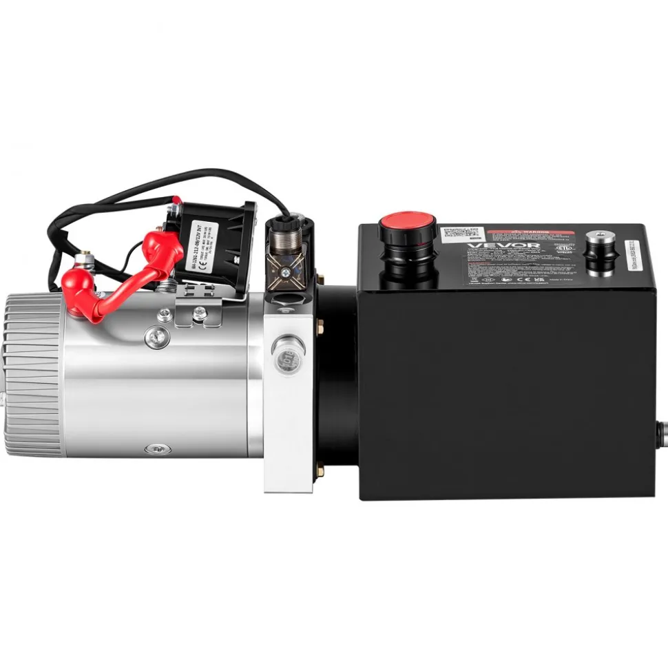 VEVOR 4 Quart Hydraulic Pump, Single Acting Hydraulic Power Unit, 3200 PSI Max Relief Pressure, 0.91 GPM Flow Rate, DC12V 1.6KW Power Unit for Dump Trailer Car Lifting (Horizontal Installation)