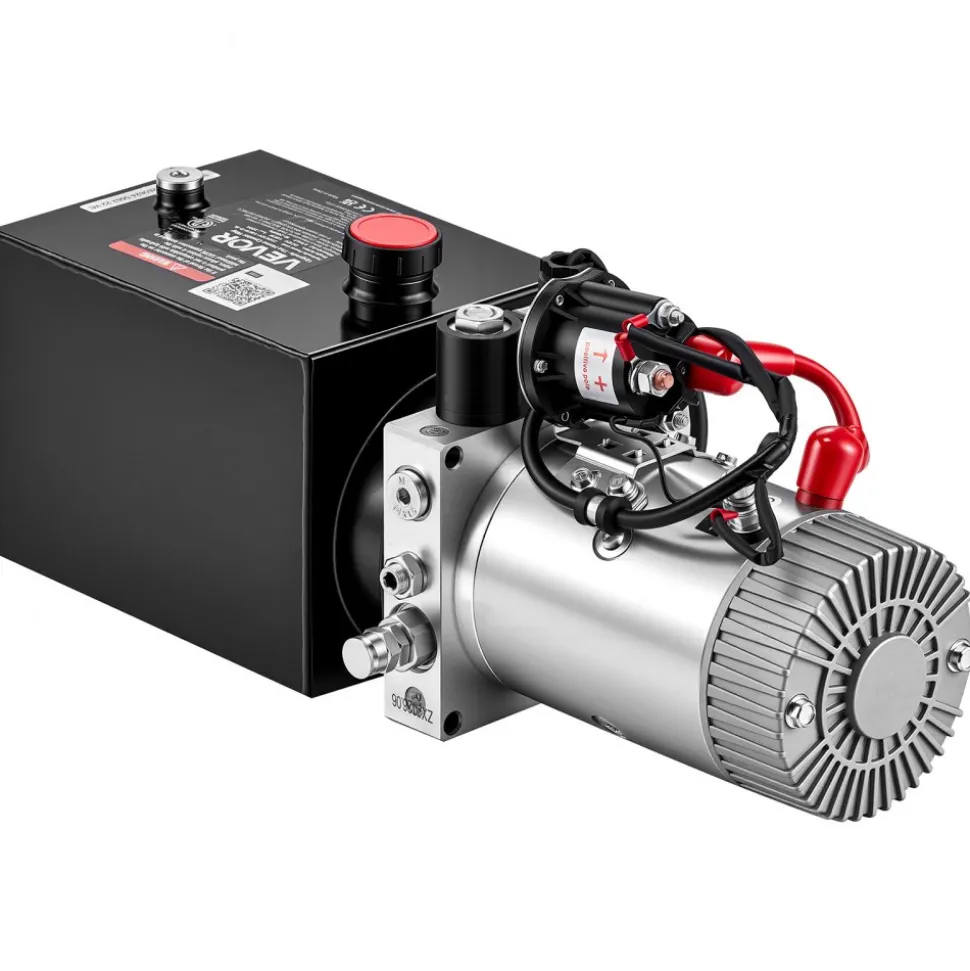 VEVOR 4 Quart Hydraulic Pump, Single Acting Hydraulic Power Unit, 3200 PSI Max Relief Pressure, 0.91 GPM Flow Rate, DC12V 1.6KW Power Unit for Dump Trailer Car Lifting (Horizontal Installation)