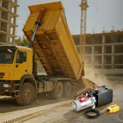 VEVOR 4 Quart Hydraulic Pump, Single Acting Hydraulic Power Unit, 3200 PSI Max Relief Pressure, 0.91 GPM Flow Rate, DC12V 1.6KW Power Unit for Dump Trailer Car Lifting (Horizontal Installation)