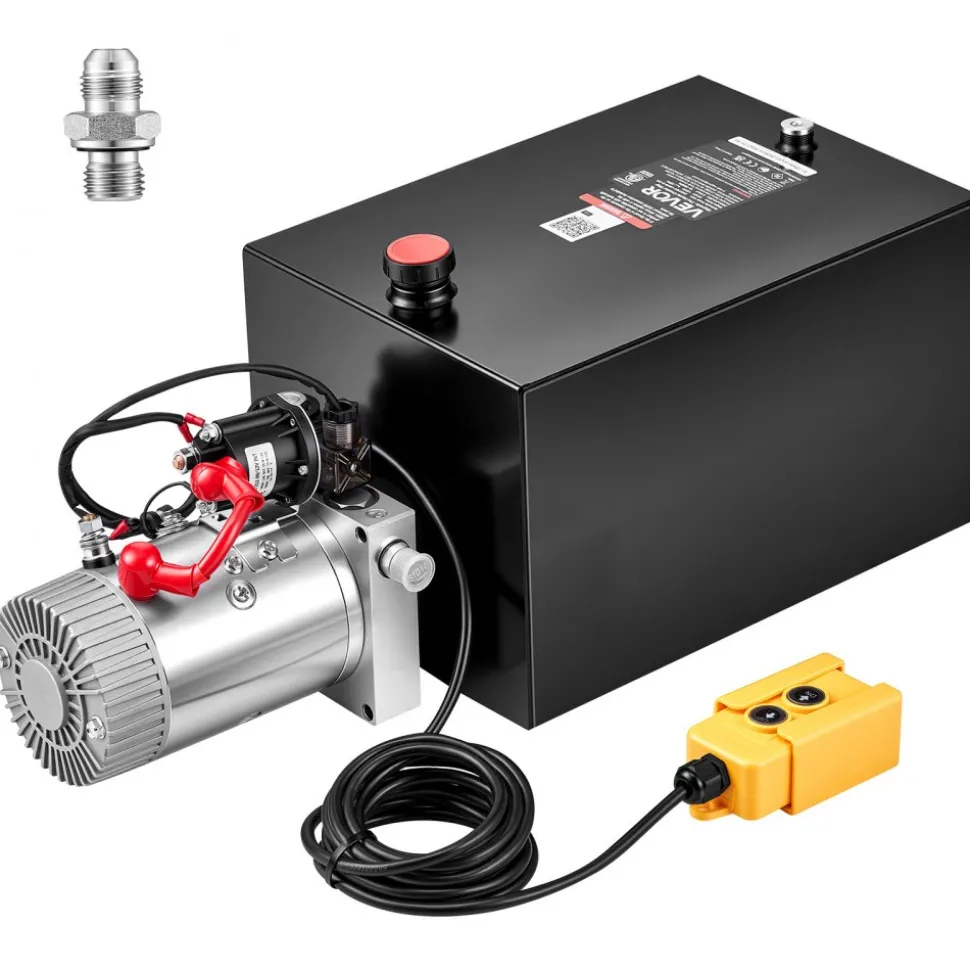 VEVOR 20 Quart Hydraulic Pump, Single Acting Hydraulic Power Unit, 3200 PSI Max Relief Pressure, 0.91 GPM Flow Rate, DC12V 1.6KW Power Unit for Dump Trailer Car Lifting (Horizontal Installation)