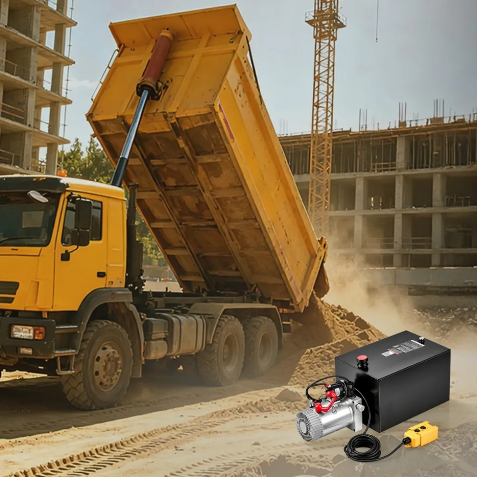 VEVOR 20 Quart Hydraulic Pump, Single Acting Hydraulic Power Unit, 3200 PSI Max Relief Pressure, 0.91 GPM Flow Rate, DC12V 1.6KW Power Unit for Dump Trailer Car Lifting (Horizontal Installation)