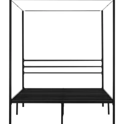 VEVOR Queen Size Canopy Bed Frame, Metal Canopy Bed with Four Posters Design, Heavy Duty Steel Slats Support, Underbed Storage Space, No Box Spring Needed, Easy Assembly, Black