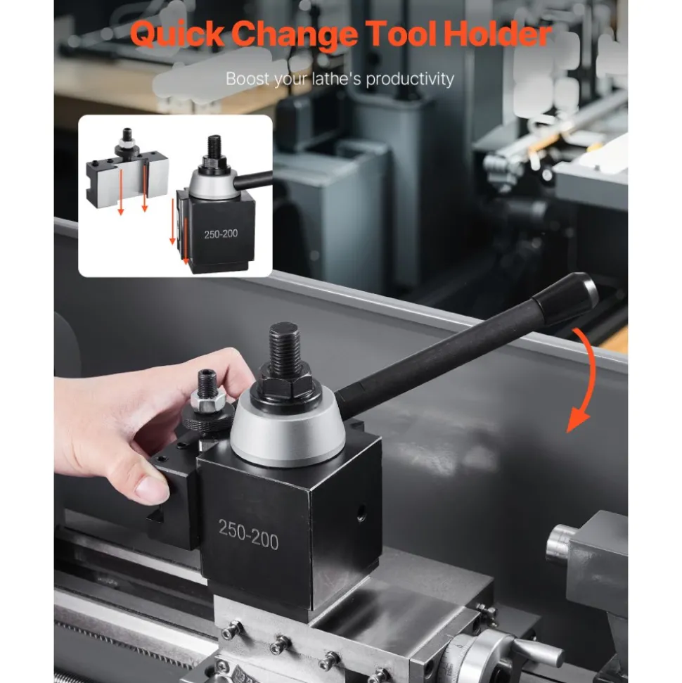 VEVOR Quick Change Tool Post Set, 8 Pcs, Includes Lathe Tool Holders, Piston Type Tool Post with Turning Tool Holder Accessories, for Mini Lathe & Metal Lathe 10"-15" Swing, Durable Steel Material