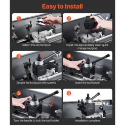 VEVOR Quick Change Tool Post Set, 8 Pcs, Includes Lathe Tool Holders, Piston Type Tool Post with Turning Tool Holder Accessories, for Mini Lathe & Metal Lathe 10
