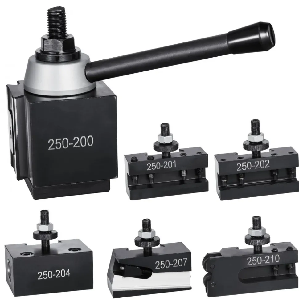 VEVOR Quick Change Tool Post Set, 6 Pcs, Includes Lathe Tool Holders, Wedge Type Tool Post with Turning Tool Holder Accessories, for Mini Lathe & Metal Lathe 10"-15" Swing, Durable Steel Material