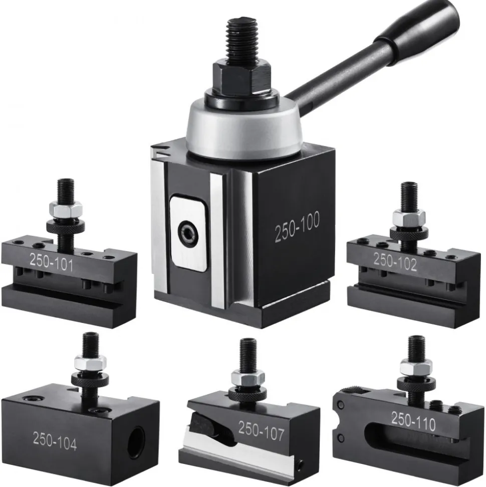VEVOR Quick Change Tool Post Set, 6 Pcs, Includes Lathe Tool Holders, Piston Type Tool Post with Turning Tool Holder Accessories, Fit for Mini Lathe & Metal Lathe 6"-12" Swing, Durable Steel Material