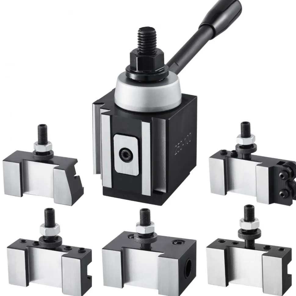 VEVOR Quick Change Tool Post Set, 6 Pcs, Includes Lathe Tool Holders, Piston Type Tool Post with Turning Tool Holder Accessories, Fit for Mini Lathe & Metal Lathe 6"-12" Swing, Durable Steel Material
