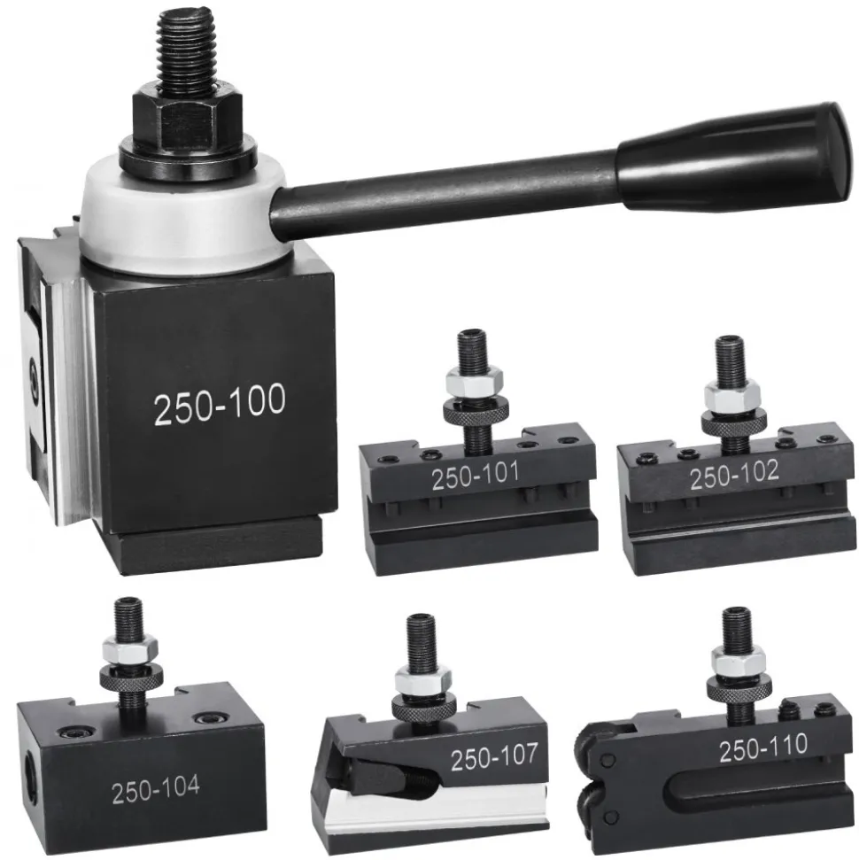 VEVOR Quick Change Tool Post Set, 6 Pcs, Includes Lathe Tool Holders, Piston Type Tool Post with Turning Tool Holder Accessories, Fit for Mini Lathe & Metal Lathe 6"-12" Swing, Durable Steel Material