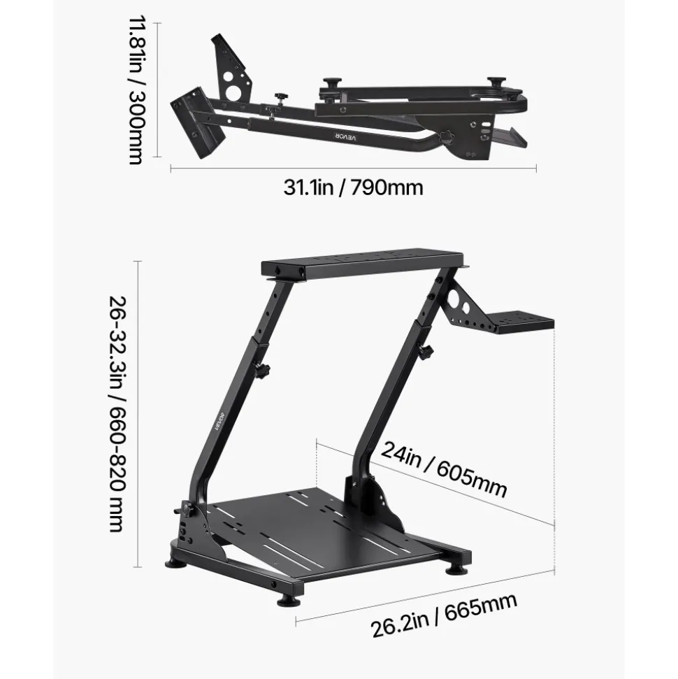 VEVOR Racing Wheel Stand, Adjustable & Foldable Simulator Stand for Logitech G29 G27 G920 G923, Thrustmaster T300RS T300GT T248 TS-PC TSXW Gaming Cockpit,Pedals Simulator NOT Included