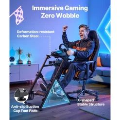 VEVOR Racing Wheel Stand, Adjustable & Foldable Simulator Stand for Logitech G923 G920 G29 G27, Thrustmaster T300RS TX F458 T500RS T3PA-PRO(F1/GT) Gaming Cockpit,Pedals Simulator NOT Included