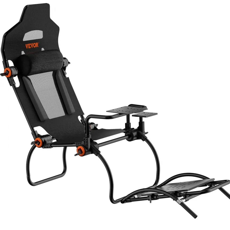 VEVOR Racing Wheel Stand Foldable For Logitech G923/G920/G29, Steering Wheel Stand & Foot Pedal Angle Adjustable,Portable Steel Driving Simulator Cockpit-Thrustmaster T248P, GT/Formula Mode Large Size