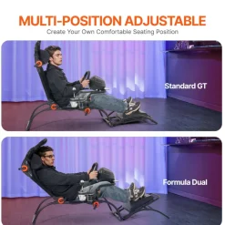 VEVOR Racing Wheel Stand Foldable For Logitech G923/G920/G29, Steering Wheel Stand & Foot Pedal Angle Adjustable,Portable Steel Driving Simulator Cockpit-Thrustmaster T248P, GT/Formula Mode Large Size
