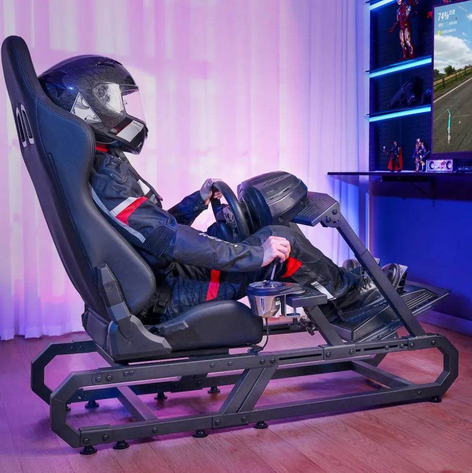 VEVOR Racing Wheel Stand For Logitech G923/G920/G29, Heavy Duty Steel Driving Simulator Cockpit-Thrustmaster T248P, Steering Wheel Bracket Height & Foot Pedal Angle Adjustable,Max Load 330 LBS Compact