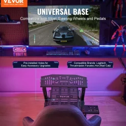 VEVOR Racing Wheel Stand For Logitech G923/G920/G29, Heavy Duty Steel Driving Simulator Cockpit-Thrustmaster T248P, Steering Wheel Bracket Height & Foot Pedal Angle Adjustable,Max Load 330 LBS Compact