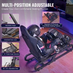 VEVOR Racing Wheel Stand For Logitech G923/G920/G29, Heavy Duty Steel Driving Simulator Cockpit-Thrustmaster T248P, Steering Wheel Bracket Height & Foot Pedal Angle Adjustable,Max Load 330 LBS Compact