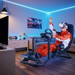 VEVOR Racing Wheel Stand, Heavy-Duty Integrated Simulator Cockpit Steering Stand, Fit Logitech G25,G27,G29,G920,G923, Thrustmaster T300RS,TX F458,T500RS,T3PA-PRO (F1/GT) and CSR Pedals, Black