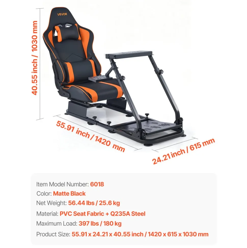VEVOR Racing Wheel Stand, Heavy-Duty Simulator Cockpit Steering Stand with Dual-Rail Dual-Arm, Fit Logitech G25,G27,G29,G920,G923, Thrustmaster T300RS,TX F458,T500RS,T3PA-PRO (F1/GT) and CSR Pedals