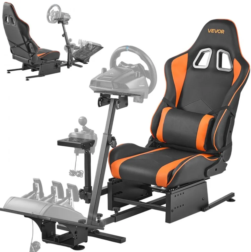 VEVOR Racing Wheel Stand, Heavy-Duty Simulator Cockpit Steering Wheel Stand, Fit Logitech G25, G27, G29, G920, G923, Thrustmaster T300RS, TX F458, T500RS, T3PA-PRO (F1/GT) and CSR Pedals
