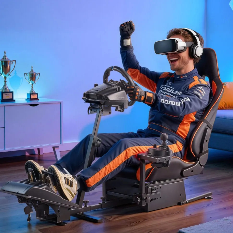 VEVOR Racing Wheel Stand, Heavy-Duty Simulator Cockpit Steering Wheel Stand, Fit Logitech G25, G27, G29, G920, G923, Thrustmaster T300RS, TX F458, T500RS, T3PA-PRO (F1/GT) and CSR Pedals