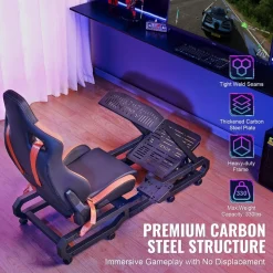 VEVOR Racing Wheel Stand with Wheels For Logitech G923/G920/G29, Heavy Duty Steel Driving Simulator Cockpit-Thrustmaster T248P, Steering Wheel Bracket & Foot Pedal Adjustable, Max Load 330 LBS