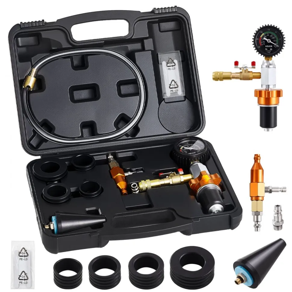 VEVOR Radiator Vacuum Refill Kit, Automotives Cooling System Vacuum & Purge Fill Tool with Gauge, Portable Radiator Coolant Filling Kit with Toolbox, Universal Fit for Most Cars Vans SUVs and Trucks