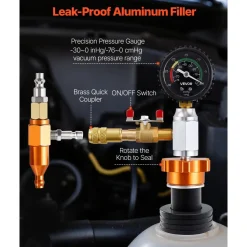 VEVOR Radiator Vacuum Refill Kit, Automotives Cooling System Vacuum & Purge Fill Tool with Gauge, Portable Radiator Coolant Filling Kit with Toolbox, Universal Fit for Most Cars Vans SUVs and Trucks