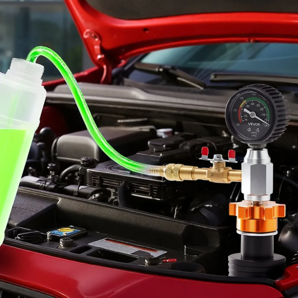 VEVOR Radiator Vacuum Refill Kit, Automotives Cooling System Vacuum & Purge Fill Tool with Gauge, Portable Radiator Coolant Filling Kit with Toolbox, Universal Fit for Most Cars Vans SUVs and Trucks