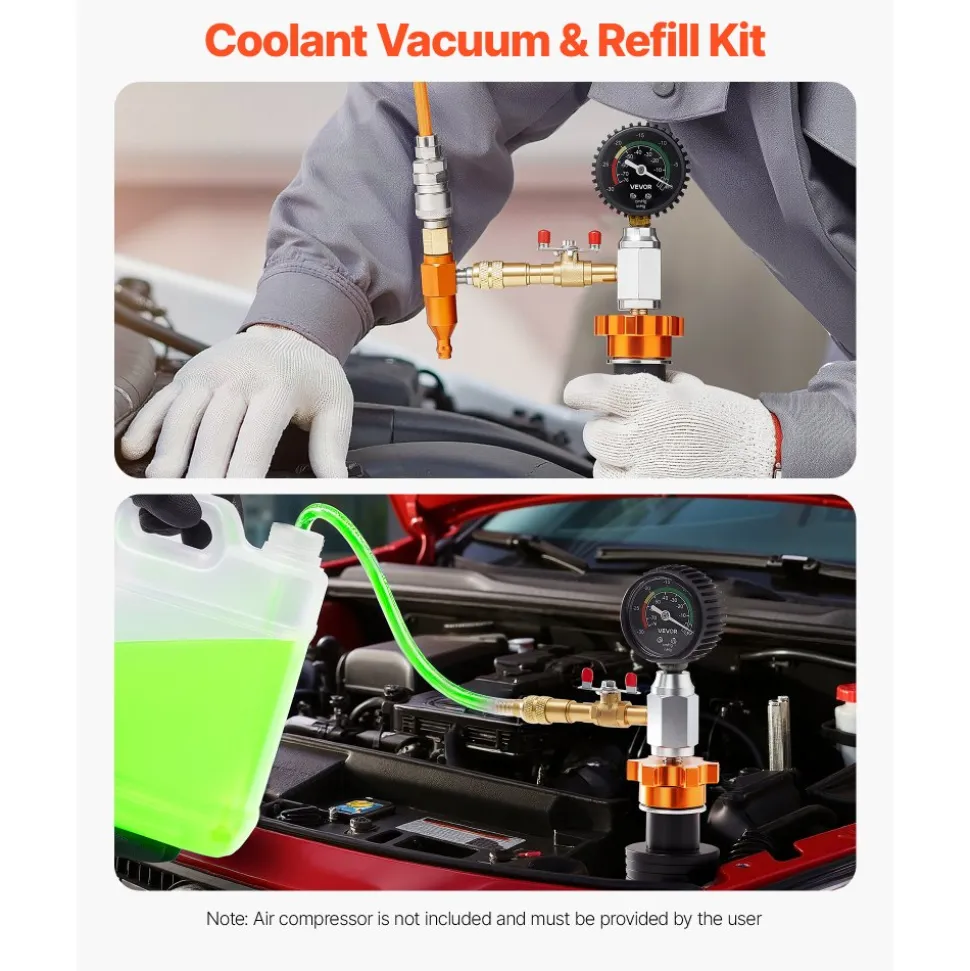 VEVOR Radiator Vacuum Refill Kit, Automotives Cooling System Vacuum & Purge Fill Tool with Gauge, Portable Radiator Coolant Filling Kit with Toolbox, Universal Fit for Most Cars Vans SUVs and Trucks