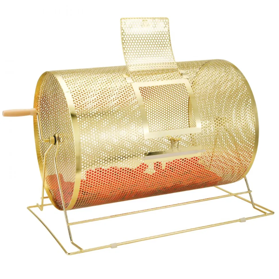 VEVOR Raffle Drum,Holds 10000 Tickets or 300 Ping Pong Balls, Metal Lottery Spinning Drawing with Wooden Turning Handle, 14.8 x Ø21.26 inch Brass Plated Raffle Ticket Spinning Cage, for Bingo Ballot