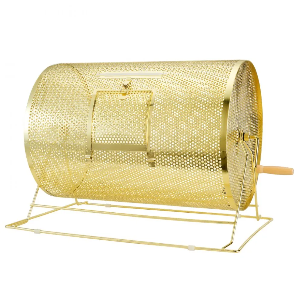 VEVOR Raffle Drum,Holds 10000 Tickets or 300 Ping Pong Balls, Metal Lottery Spinning Drawing with Wooden Turning Handle, 14.8 x Ø21.26 inch Brass Plated Raffle Ticket Spinning Cage, for Bingo Ballot