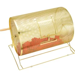 VEVOR Raffle Drum,Holds 10000 Tickets or 300 Ping Pong Balls, Metal Lottery Spinning Drawing with Wooden Turning Handle, 14.8 x Ø21.26 inch Brass Plated Raffle Ticket Spinning Cage, for Bingo Ballot