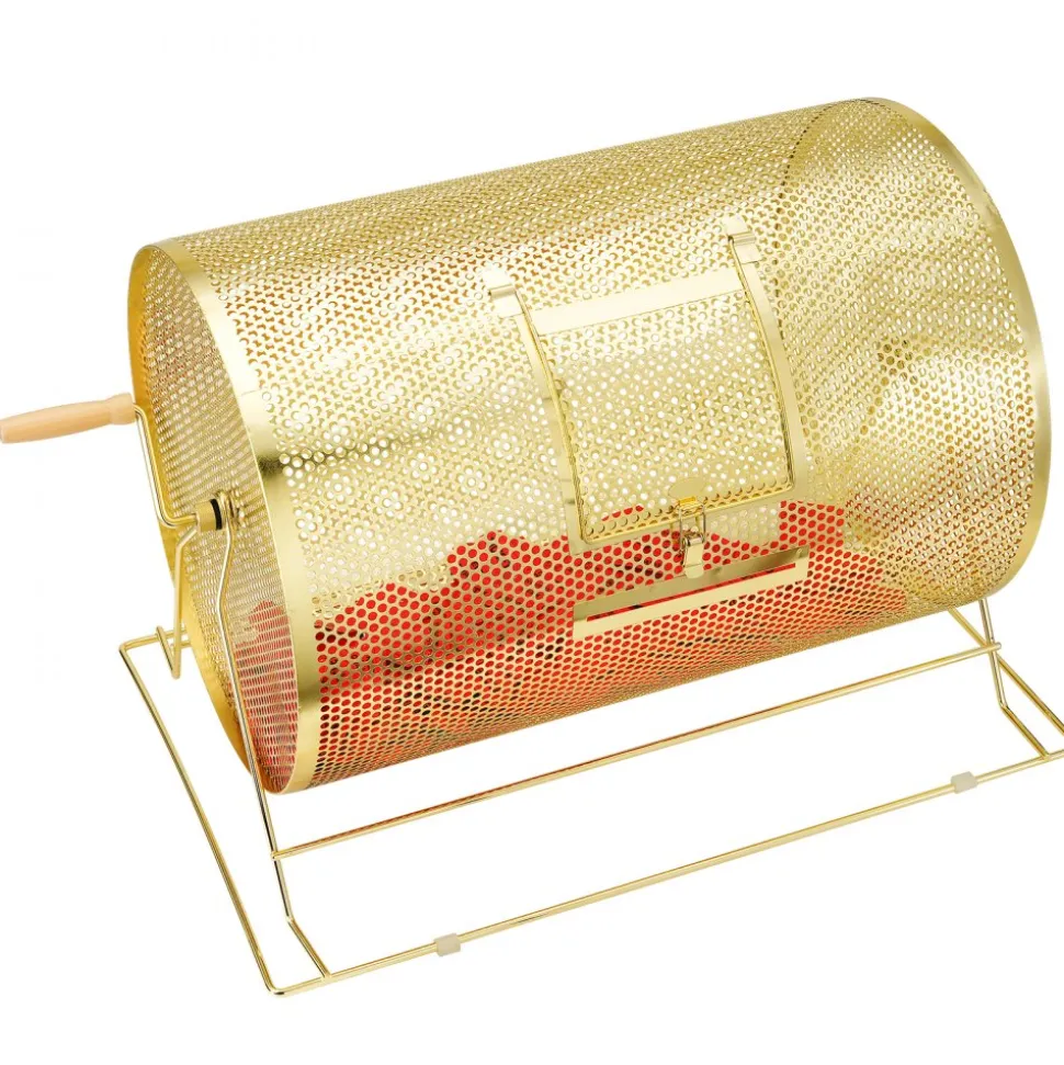 VEVOR Raffle Drum,Holds 10000 Tickets or 300 Ping Pong Balls, Metal Lottery Spinning Drawing with Wooden Turning Handle, 14.8 x Ø21.26 inch Brass Plated Raffle Ticket Spinning Cage, for Bingo Ballot