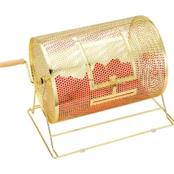 VEVOR Raffle Drum, Holds 5000 Tickets or 200 Ping Pong Balls, Metal Lottery Spinning Drawing with Wooden Turning Handle,16.1 x Ø12 inch Brass Plated Raffle Ticket Spinning Cage, for Bingo Ballot Part