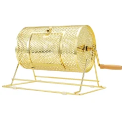 VEVOR Raffle Drum,Holds 2500 Tickets or 100 Ping Pong Balls, Metal Lottery Spinning Drawing with Wooden Turning Handle,11.6 x Ø7.48 inch Brass Plated Raffle Ticket Spinning Cage, for Bingo Ballot Pa