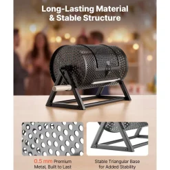 VEVOR Raffle Ticket Spinner, 11.6" x 6.6" Holds 2500 Tickets or 100 Ping Pong Balls, Raffle Drum Lottery Spinning Cage with Reinforced Handle, Stable Triangular Stand, for Events and Gatherings, Black