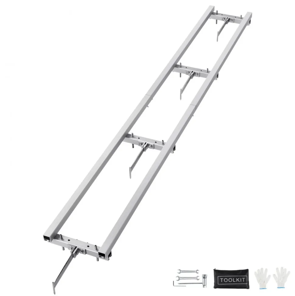 VEVOR Rail Mill Guide System, 9 ft Milling Guide, 4 Crossbar Kits Chainsaw Mill Rail Guide, Aluminum Adjustable Saw Mill Rail System Work with Chainsaw Mills for Builders and Woodworkers