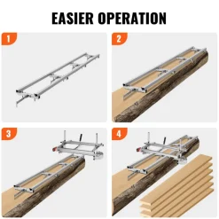 VEVOR Rail Mill Guide System, 9 ft Milling Guide, 4 Crossbar Kits Chainsaw Mill Rail Guide, Aluminum Adjustable Saw Mill Rail System Work with Chainsaw Mills for Builders and Woodworkers