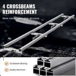 VEVOR Rail Mill Guide System, 9 ft Milling Guide, 4 Crossbar Kits Chainsaw Mill Rail Guide, Aluminum Adjustable Saw Mill Rail System Work with Chainsaw Mills for Builders and Woodworkers