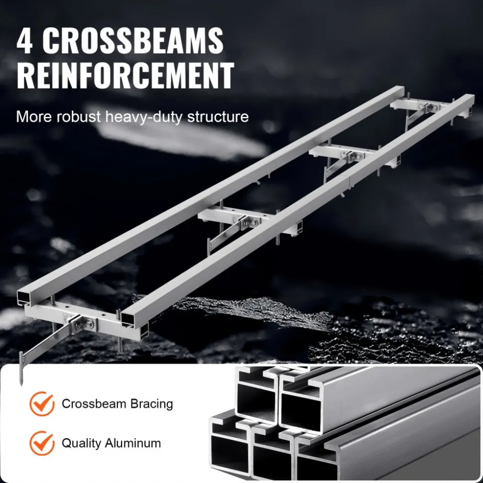 VEVOR Rail Mill Guide System, 9 ft Milling Guide, 4 Crossbar Kits Chainsaw Mill Rail Guide, Aluminum Adjustable Saw Mill Rail System Work with Chainsaw Mills for Builders and Woodworkers
