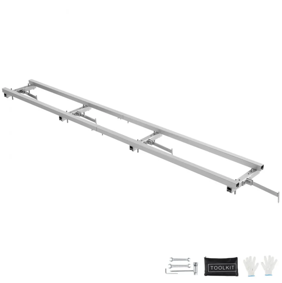VEVOR Rail Mill Guide System, 9 ft Milling Guide, 4 Crossbar Kits Chainsaw Mill Rail Guide, Aluminum Adjustable Saw Mill Rail System Work with Chainsaw Mills for Builders and Woodworkers
