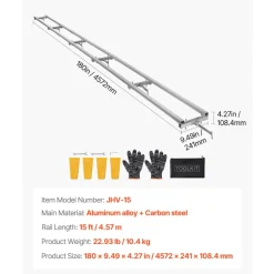 VEVOR Rail Mill Guide System, 15 ft 6 Crossbar Chainsaw Mill Kits, Aluminum Saw Milling Rails System Works with Chainsaw, 4 Wedges, Adjustable Rail Milling Guide Kit for Builders Woodworkers