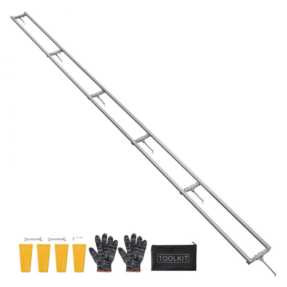 VEVOR Rail Mill Guide System, 15 ft 6 Crossbar Chainsaw Mill Kits, Aluminum Saw Milling Rails System Works with Chainsaw, 4 Wedges, Adjustable Rail Milling Guide Kit for Builders Woodworkers