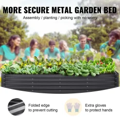 VEVOR Raised Garden Bed, 8 x 4 x 2 ft Galvanized Metal Planter Box, Outdoor Planting Boxes with Open Base, for Growing Flowers/Vegetables/Herbs in Backyard/Garden/Patio/Balcony, Dark Gray