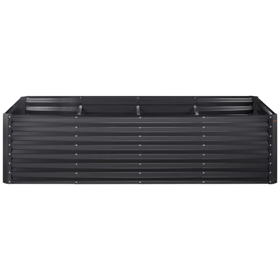 VEVOR Raised Garden Bed, 8 x 4 x 2 ft Galvanized Metal Planter Box, Outdoor Planting Boxes with Open Base, for Growing Flowers/Vegetables/Herbs in Backyard/Garden/Patio/Balcony, Dark Gray