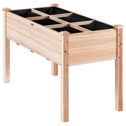 VEVOR Raised Garden Bed, 3.9 x 1.9 x 2.5 ft Wooden Planter Box, Elevated Outdoor Planting Boxes with Legs, for Growing Flowers/Vegetables/Herbs in Backyard/Garden/Patio/Balcony, Burlywood