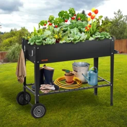 VEVOR Raised Garden Bed, 42.5 x 19.5 x 31.5 inch Galvanized Metal Planter Box, Elevated Outdoor Planting Boxes with Legs, for Growing Flowers/Vegetables/Herbs in Backyard/Garden/Patio/Balcony, Black