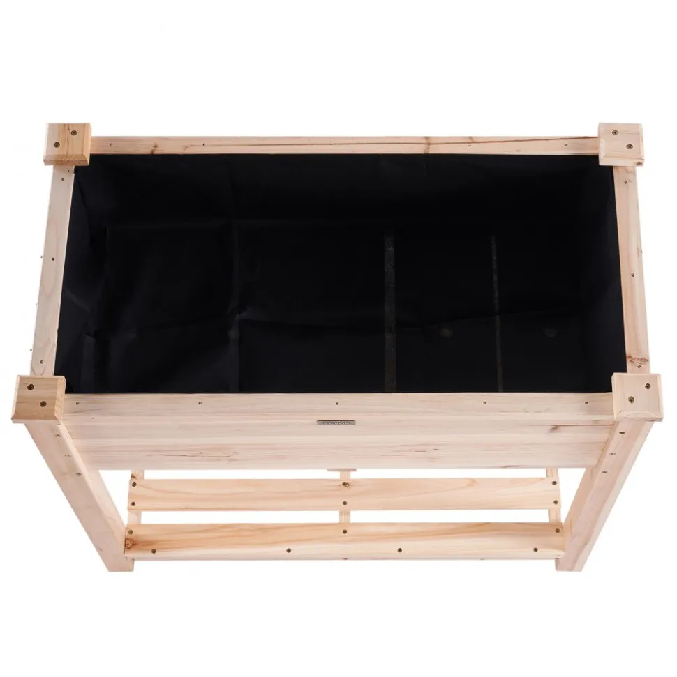 VEVOR Raised Garden Bed, 34 x 18 x 30 in Wooden Planter Box, Elevated Outdoor Planting Boxes with Legs, for Growing Flowers/Vegetables/Herbs in Backyard/Garden/Patio/Balcony, Burlywood