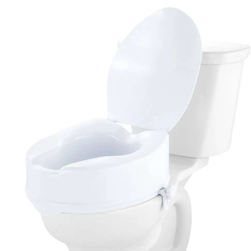 VEVOR Raised Toilet Seat, 6" Height Raised, 300 lbs Weight Capacity, Universal Toilet Seat Riser, Screw Rod Locking, with Toilet Seat, for Elderly, Handicap, Patient, Pregnant, Medical